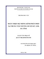 Hoàn thiện hệ thống kênh phân phối tại trung tâm viettel huyện kỳ anh hà tĩnh 