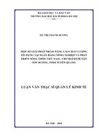 Một số giải pháp nhằm nâng cao chất lượng tín dụng tại ngân hàng nông nghiệp và phát triển nông thôn việt nam chi nhánh huyện sơn dương tỉnh tuyên quang 