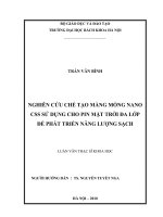 Nghiên cứu chế tạo màng mỏng nano CSS cu2sns3 sử dụng cho pin mặt trời đa lớp để phát triển năng lượng sạch 