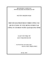 Một số giải pháp hoàn thiện công tác quản lý đầu tư xây dựng cơ bản tại Công ty cổ phần nước sạch Quảng Ninh