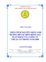 Phân tích nguyên nhân ảnh hưởng đến sự biến động giá xuất khẩu của công ty thuận an trong năm 2008 