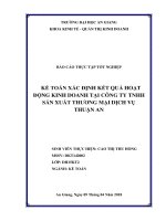 Kế toán xác định kết quả hoạt động kinh doanh tại công ty TNHH sản xuất thương mại dịch vụ thuận an 
