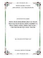 Phân tích hoạt động cho vay ngắn hạn tại ngân hàng nông nghiệp và phát triển nông thôn việt nam chi nhánh huyện châu thành tỉnh an giang giai đoạn 2013 2015 