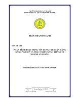 Phân tích hoạt động tín dụng tại ngân hàng nông nghiệp và phát triển nông thôn chi nhánh an giang 