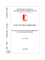 Ứng dụng mạng nơron mờ cho nhận dạng câu chữ in hoa tiếng việt 