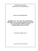 Nghiên cứu các yếu tố ảnh hưởng đến nhu cầu sử dụng nông sản sạch của người dân trên địa bàn thành phố long xuyên 
