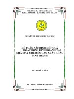 Kế toán xác định kết quả hoạt động kinh doanh tại nhà máy chế biến gạo xuất khẩu định thành 