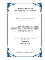 Quy trình khai báo thuế tại công ty TNHH thương mại và dịch vụ hạnh duy 