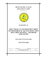 Thực trạng và giải pháp phát triển sản phẩm dịch vụ tại ngân hàng thương mại cổ phần phát triển mê kông chi nhánh long xuyên 