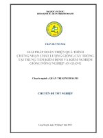 Giải pháp hoàn thiện quá trình chứng nhận chất lượng giống cây trồng tại trung tâm kiểm định và kiểm nghiệm giống nông nghiệp an giang 