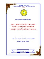 Hoạt động kế toán thu chi ngân sách tại xã phú bình huyện phú tân tỉnh an giang 
