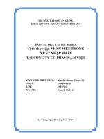 Nhân viên phòng xuất nhập khẩu tại công ty cổ phần nam việt 