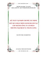 Kế toán tập hợp chi phí xác định kết quả hoạt động kinh doanh tại chi nhánh công ty cổ phần thương mại dịch vụ thang long 