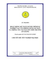 Hoạt động kế toán hành chính sự nghiệp tại văn phòng đăng ký đất và thông tin tài nguyên môi trường an giang 