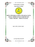 Phân tích hoạt động tín dụng ngân hàng chính sách xã hội huyện châu thành tỉnh an giang 