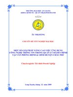 Một số giải pháp nâng cao việc ứng dụng công nghệ thông tin trong quản lý hành chính tại văn phòng HĐND UBND huyện châu phú 