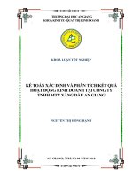 Kế toán xác định và phân tích kết quả hoạt động kinh doanh tại công ty TNHH một thành viên xăng dầu an giang 
