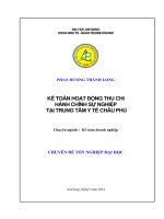 Kế toán hoạt động thu chi hành chính sự nghiệp tại trung tâm y tế châu phú 