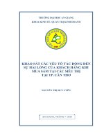 Khảo sát các yếu tố tác động đến sự hài lòng của khách hàng khi mua sắm tại các siêu thị tại TP cần thơ 