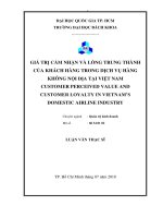 Giá trị cảm nhận và lòng trung thành của khách hàng trong dịch vụ hàng không nội địa tại việt nam