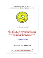 Các nhân tố tác động đến quyết định mua xe gắn máy của sinh viên khóa 9 khoa kinh tế quản trị kinh doanh trường đại học an giang 
