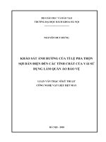 Khảo sát ảnh hưởng của tỉ lệ pha trộn sợi dẫn điện đến các tính chất của vải sử dụng làm quần áo bảo vệ 