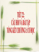 TIẾT 22- CÂU HỎI VÀ BÀI TẬP TỔNG KẾT CHƯƠNG I: CƠ HỌC