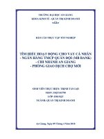 Tìm hiểu hoạt động cho vay cá nhân ngân hàng thương mại cổ phần quân đội MB bank chi nhánh an giang phòng giao dịch chợ mới 