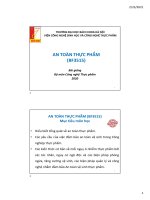 Bài giảng An toàn thực phẩm (BF3515): Chương 1 - Đại học Bách khoa Hà Nội