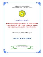 Phân tích hoạt động cho vay nông nghiệp tại ngân hàng thương mại cổ phần phát triển mê kông chi nhánh long xuyên phòng giao dịch mỹ luông 