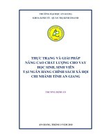 Thực trạng và giải pháp nâng cao chất lượng cho vay học sinh sinh viên tại ngân hàng chính sách xã hội chi nhánh tỉnh an giang 