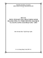 Phân tích kết quả hoạt động kinh doanh công ty TNHH thương mại dịch vụ giang long giai đoạn 2012 2014 