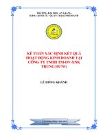 Kế toán xác định kết quả hoạt động kinh doanh tại công ty TNHH TM DV XNK trung hưng 