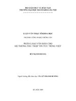 Phân loại văn bản cho hệ thống thu thập tin tức tiếng việt 