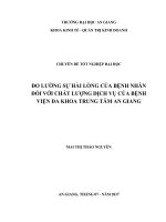 Đo lường sự hài lòng của bệnh nhân đối với chất lượng dịch vụ của bệnh viện đa khoa trung tâm an giang 