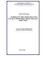 Nghiên cứu điều khiển bền vững các quá trình nhiệt trong nhà máy nhiệt điện 