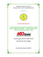 Lập kế hoạch PR cho ngân hàng TMCP phát triển mê kông chi nhánh long xuyên giai đoạn 2013 2014 