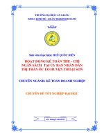 Hoạt động kế toán thu chi ngân sách tại ủy ban nhân dân thị trấn óc eo huyện thoại sơn 