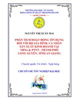 Phân tích hoạt động tín dụng đối với hộ gia đình cá nhân sản xuất kinh doanh tại ngân hàng nông nghiệp và phát triển nông thôn thành phố long xuyên tỉnh an giang 