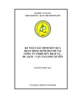 Kế toán xác định kết quả hoạt động kinh doanh tại công ty tnhh mtv dịch vụ du lịch vận tải long xuyên 