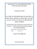 Các nhân tố ảnh hưởng đến sự hài lòng và lòng trung thành của nhân viên làm việc tại các cơ sở y tế công lập trên địa bàn tỉnh lâm đồng