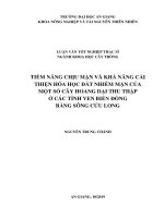 Tiềm năng chịu mặn và khả năng cải thiện hóa học đất nhiễm mặn của một số cây hoang dại thu thập ở các tỉnh ven biển đồng bằng sông cửu long 