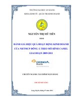 Đánh giá hiệu quả hoạt động kinh doanh của ngân hàng TMCP đông á theo mô hình CAMEL giai đoại 2009 2011 