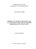 Nghiên cứu hành vi tiêu dùng gạo của người dân trên địa bàn phường bình khánh thành phố long xuyên 