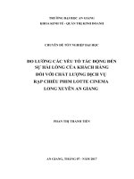 Đo lường các yếu tố tác động đến sự hài lòng của khách hàng đối với chất lượng dịch vụ rạp chiếu phim lotte cinema long xuyên an giang 
