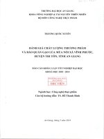 Đánh giá chất lượng thương phẩm và bảo quản gạo lúa mùa nổi xã vĩnh phước huyện tri tôn tỉnh an giang 