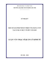 Một số giải pháp hoàn thiện ứng dụng CNTT tại cơ quan Bộ y tế đến năm 2025