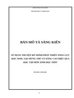 Sử dụng truyện kể nhằm phát triển năng lực học sinh, tạo hứng thú và nâng cao hiệu quả học tập môn Sinh học THPT