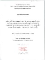 Đánh giá thực trạng thức ăn đường phố lân cận trường đại học an giang kiến thức của người làm dịch vụ kinh doanh nhận thức của sinh viên khoa nông nghiệp tài nguyên thiên nhiên 