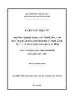Một số giải pháp maketing nhằm nâng cao hiệu quả hoạt động kinh doanh của Ngân hàng đầu tư và phát triển chi nhánh Hà Tĩnh